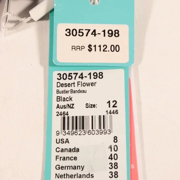NWT Seafolly X Revolve Black Bustier Bandeau in Desert Flower